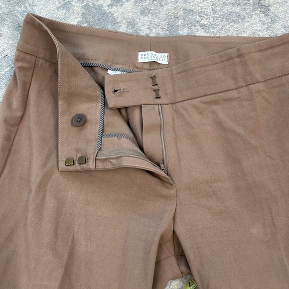 Brunello Cucinelli Brown Straight Leg Trouser Pants Office Career Sz 8 - Picture 10 of 11